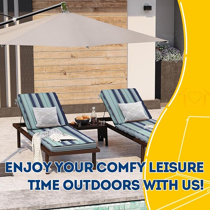 AAAAAcessories Outdoor Chaise Lounge Cushions, Fade-Resistant, Waterproof Patio - Image 6