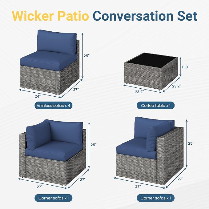 Wisteria Lane 7 Pieces Outdoor Patio Furniture Set, Wicker Outdoor Patio - Image 2