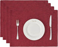 BALCONY & FALCON Placemats Set of 4 Faux Linen Cloth Place Mats Washable by BALCONYFALCON