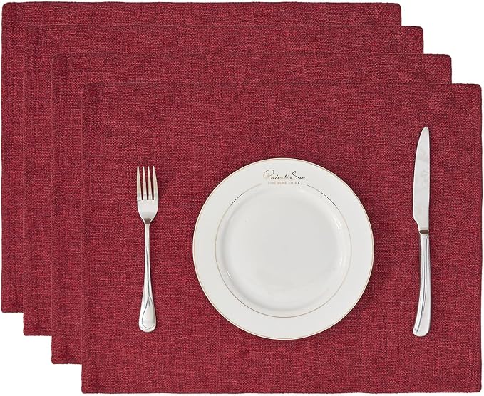 BALCONY & FALCON Placemats Set of 4 Faux Linen Cloth Place Mats Washable by BALCONYFALCON