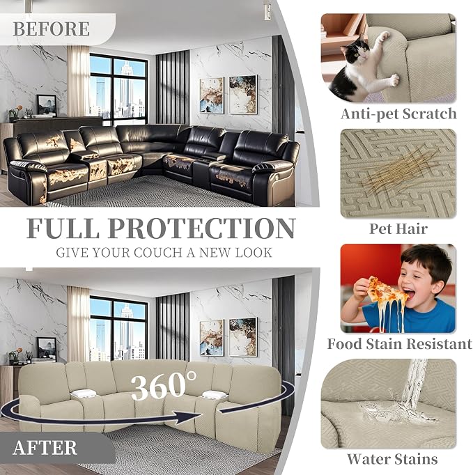 100% Waterproof Sectional Recliner Couch Covers - Image 6