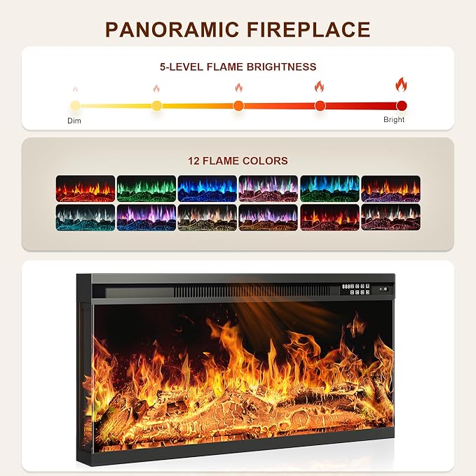 MXV 70" Fireplace TV Stand, 3-Sided Glass Fireplace and Modern Entertainment - Image 6