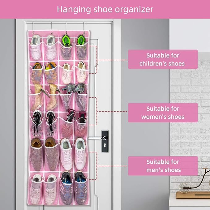 SAVERHO 2 Pack Hanging Shoe Organizer，Over Door Shoe Organizer - Image 3