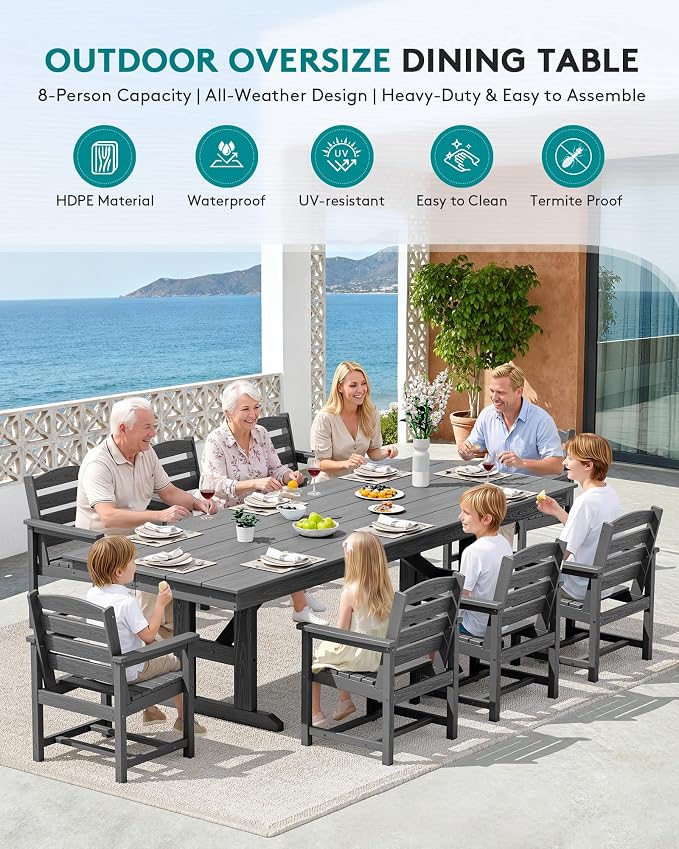 SERWALL 9 Piece Outdoor Dining Set - Image 6
