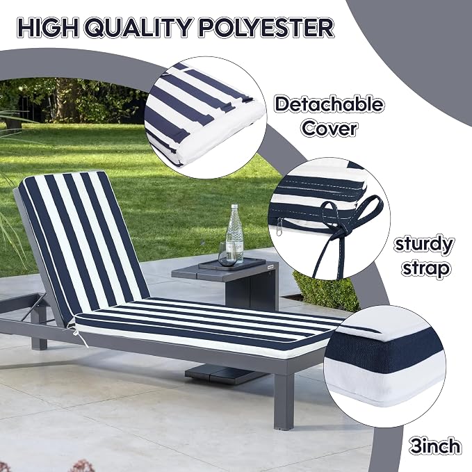 Only choice Chaise Lounge Cushions Outdoor, Fade & Water Resistant Patio Lounge - Image 5