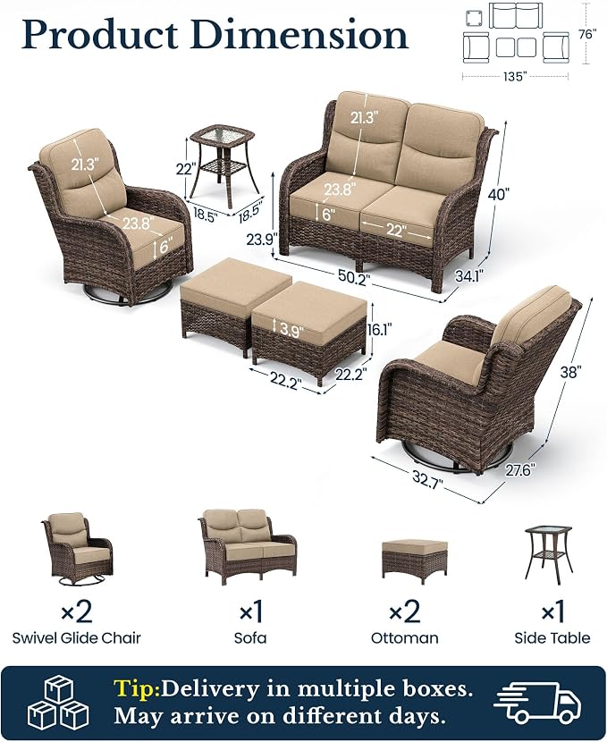 HILLGA 6-Piece Luxury Patio Furniture Set - Image 2