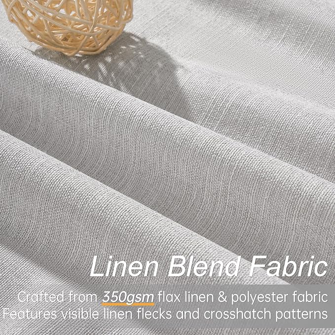 Topfinel Grey Beige Extra Long 132 Inch 100% Blackout Curtains - Image 2