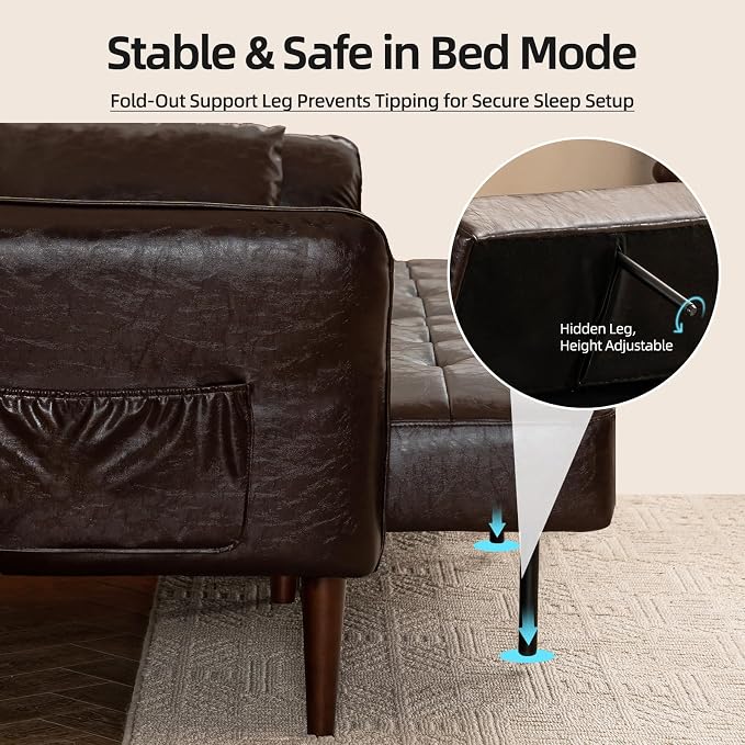 HALLYBEE 85” Futon Sofa Bed, Sleeper Sofa, Small Couch - Image 7