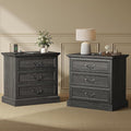 Huuger Nightstand with Charging Station, 3 Drawer Night Stand Set of 2 by Huuger