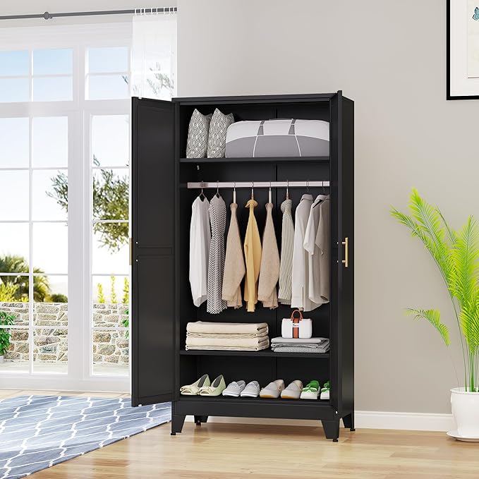 erosoei 71 "Metal Armoire Wardrobe Closet, Steel Clothing Storage Cabinet - Image 6