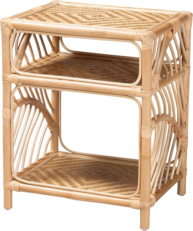 bali & pari Baara Modern Bohemian Natural Rattan Nightstand by balipari