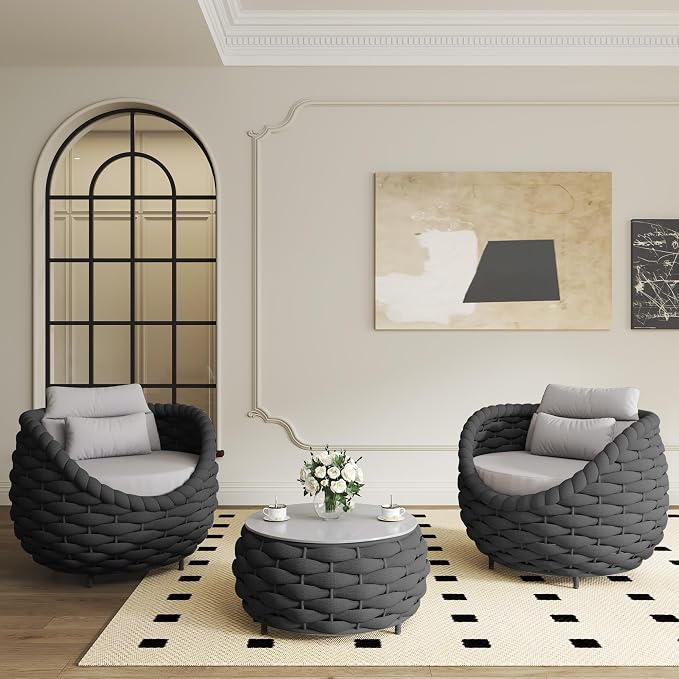 TWT Patio Furniture Sofa Set 4 Pieces Aluminum Outdoor Furniture w/27.8in - Image 9