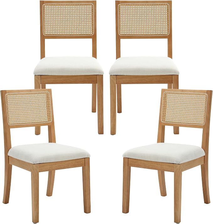Westice Rattan Dining Chairs Set of 4, Farmhouse Natural Dining Room Chairs by ChairsforHomeLivingRoom