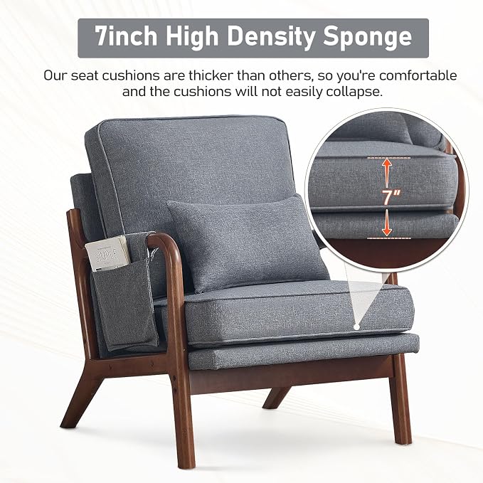 ANJ Mid Century Modern Accent Chair, Lounge Reading Armchair - Image 5