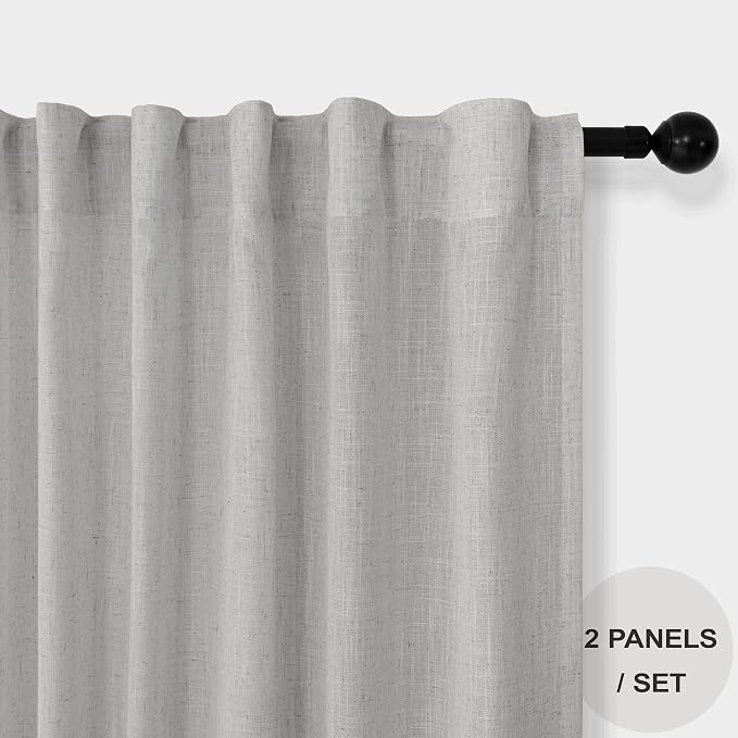 Pitalk Light Grey Linen Curtains 102 Inches Long - Image 2