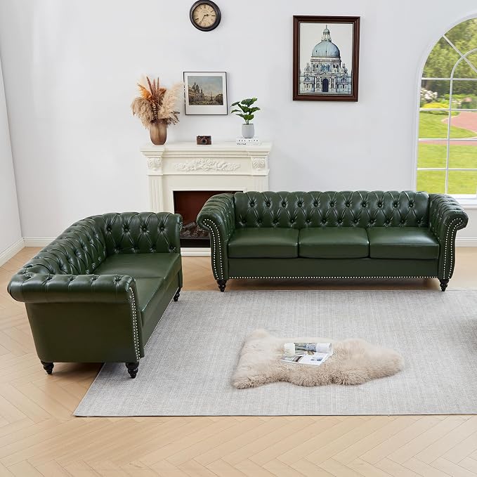 QHITTY 2 Piece Living Room Set, Sectional Chesterfield Sofa Contemporary - Image 6