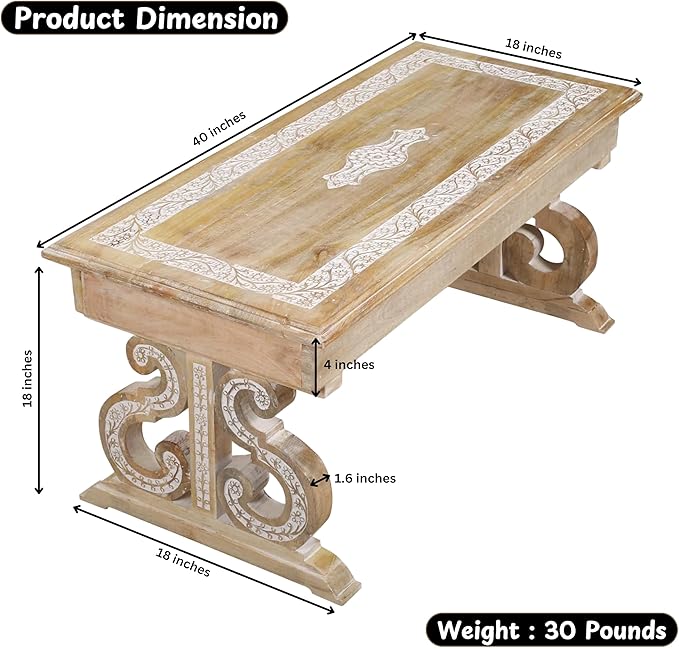 Lightnpro Mango Wood Rectangular Coffee Table - Image 2