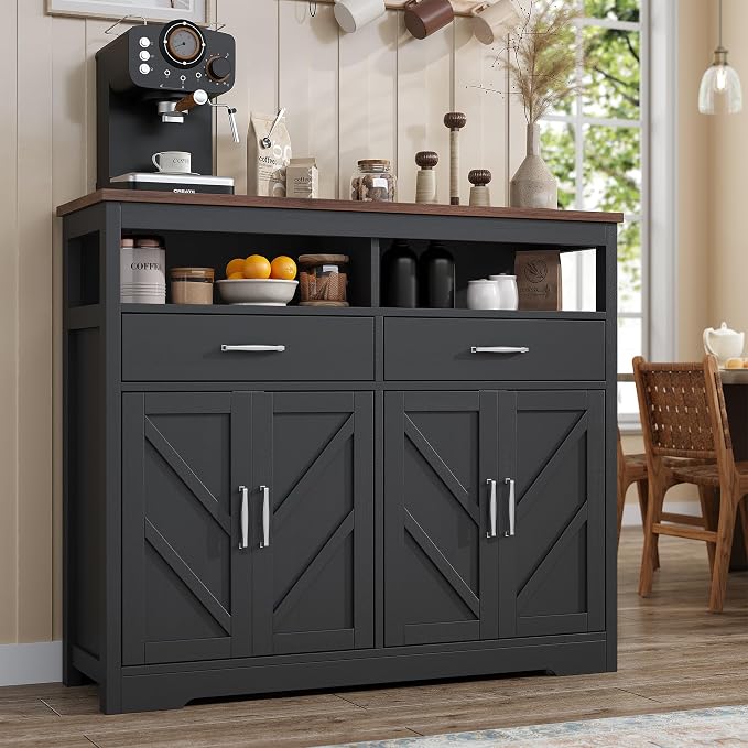 knoworld Buffet Sideboard with Storage Farmhouse with 4 Doors, Dining Room by KNOWORLD