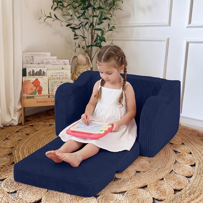 MeMoreCool Toddler Corduroy Chair – 2-in-1 Foldable Sofa Bed, Lightweight & - Image 2