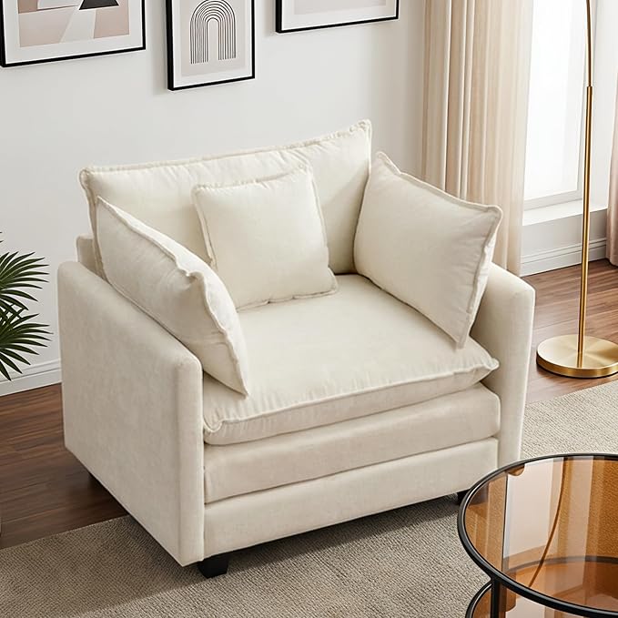 Modular Sectional Sofa Cloud Couch, Deep Seat Washable Chenille Fabric Sofa by Unknown
