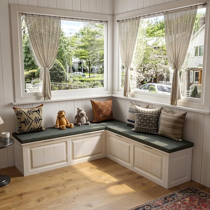 L Shape Storage Bench, Kitchen Breakfast Nook Bench, Backless Corner Bench Nook by TAMUNE