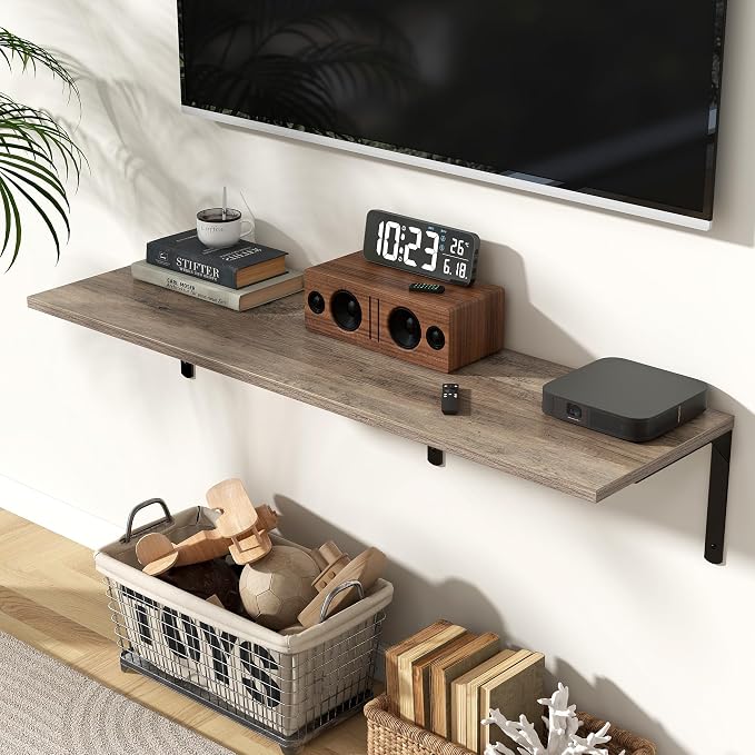 Fun Memories Floating Shelves for Wall, 12 Inch Deep Floating Shelves Set of 2 - Image 2