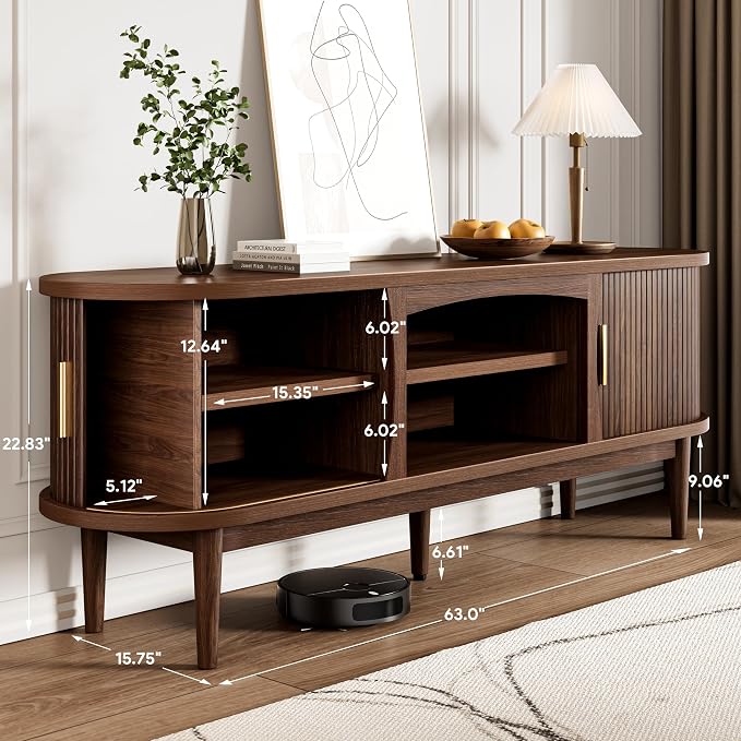 Decofy Mid Century TV Stand for TVs up to 70 Inches, Entertainment Center - Image 2