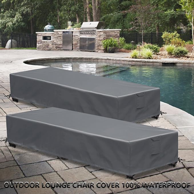 Waterproof Patio Lounge Chair Cover 1 Pack Outdoor Chaise Lounge Covers 600D - Image 3