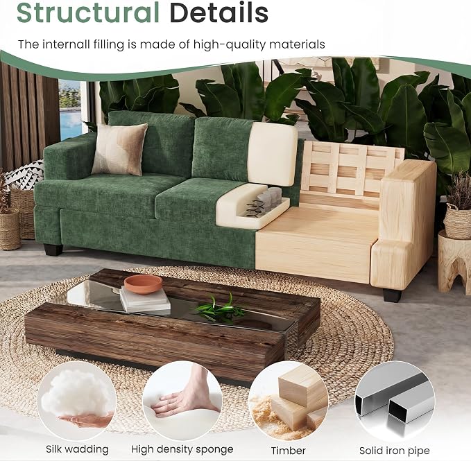 YOUDENOVA Sofa Couch, 3 Piece Set Comfy Sofa, 2 Loveseat & 3 Seater Sofa - Image 7