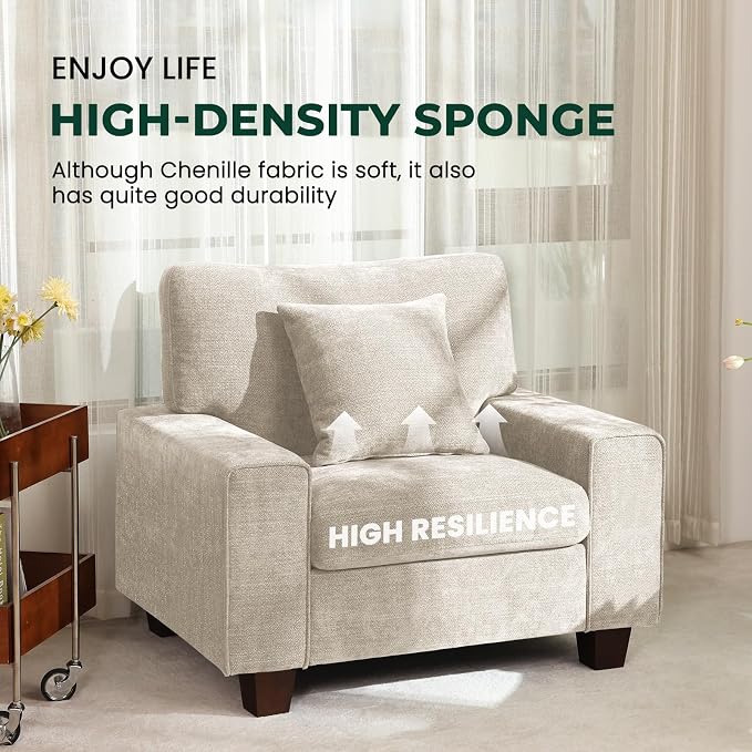 DOPEDIO Modern Living Room Sofa Set, 71.25" Chenille Loveseat - Image 7