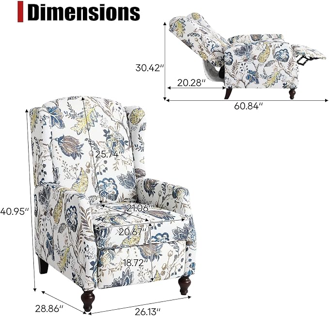 Upholstered Wingback Recliner Chair - Image 3