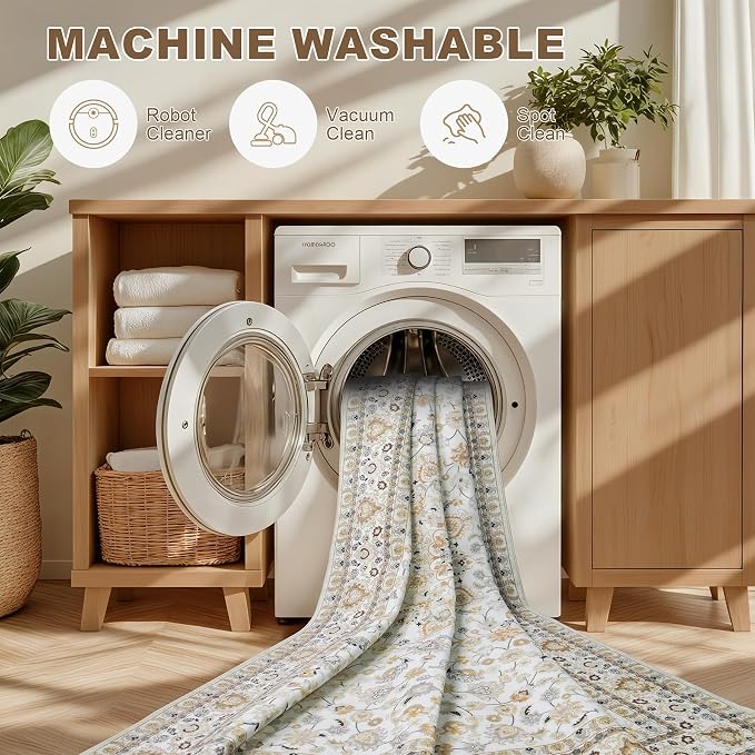 Area Rugs 10x12 Living Room Rug: Washable Rug Soft Vintage Boho Carpet Indoor - Image 6