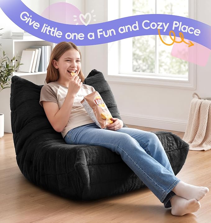 Hobestluk Bean Bag Chair with Memory Foam Ultra Soft Faux Fur Fabric Ergonomic - Image 9