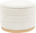 Round Storage Ottoman with Tray Lid, Folding Chenille Fabric Footrest with by ZOLANOful