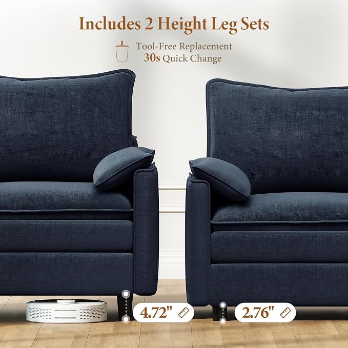 Vesgantti 142" U Shaped Sectional Couch, Comfy Cloud Modular Sectional Sofa - Image 3