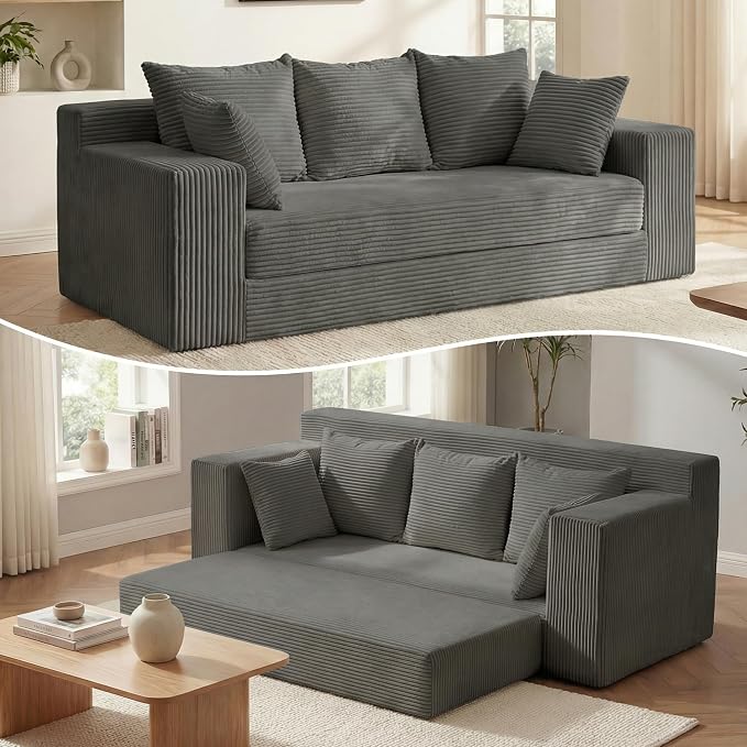 Convertible Sofa Bed, 5 in 1 Small Boneless Couch Pull Out Loveseat Sleeper Sofa by AOLVDOW