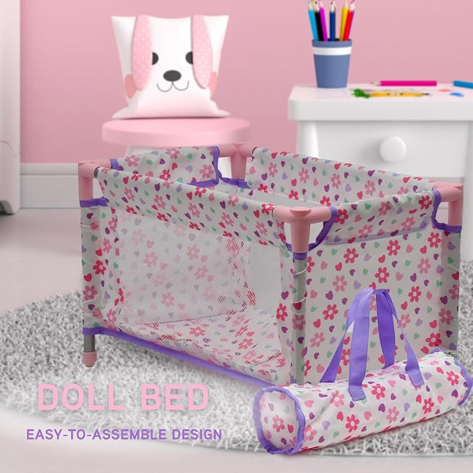 Baby Doll Stroller Bed and Swing Nursery Playset, Baby Doll Accessories - Image 6