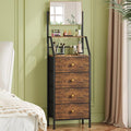 HIGDBFE 4-Drawer Dresser with Mirror, Vanity with 2-Tier Shelves, Fabric Chest by HIGDBFE