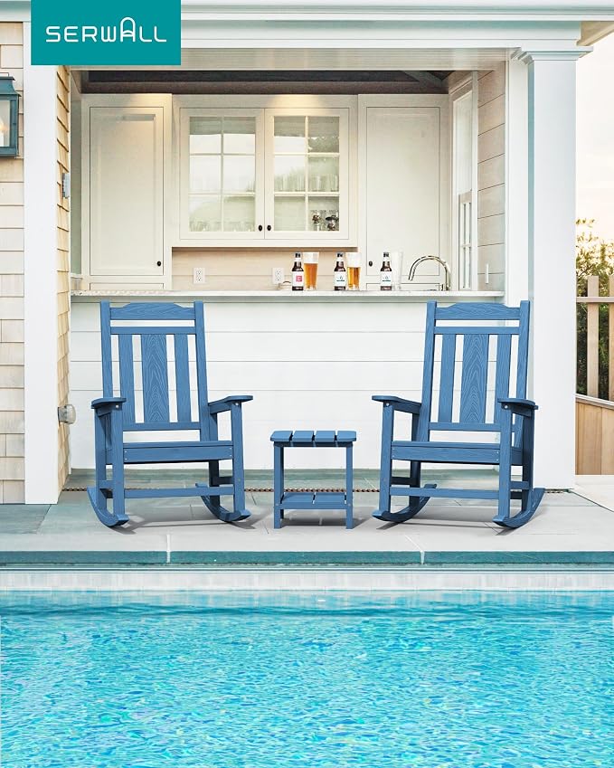 SERWALL Oversized Rocking Chair, HDPE Outdoor Rocking Chairs Set of 4, Patio - Image 2