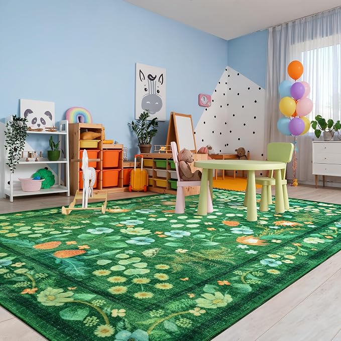 Area Rugs for Living Room, 6x9 Washable Vintage Rug for Bedroom, Non-Slip - Image 4