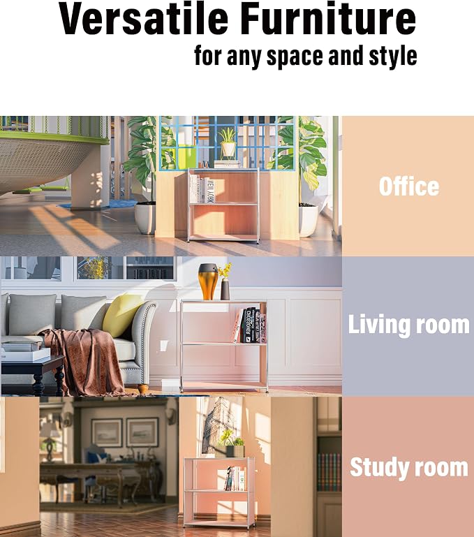 32-Inch 2-Tier Metal Bookcase, Open Shelf Storage Organizer - Image 6