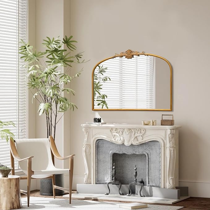 Besdomus Antique Arched Gold Mirror: 32"x24" French Large Gleaming Gold Antique - Image 4