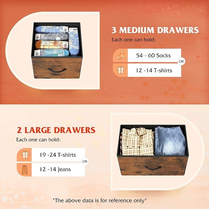 WLIVE Dresser for Bedroom with 5 Drawers, Long Fabric Dresser, Storage Drawer - Image 5