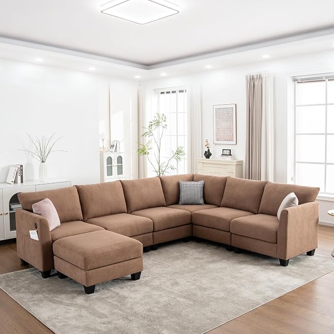 122.8" Large Sectional Couches for Living Room, 6 Seater L Shaped Modular by ZXDesign