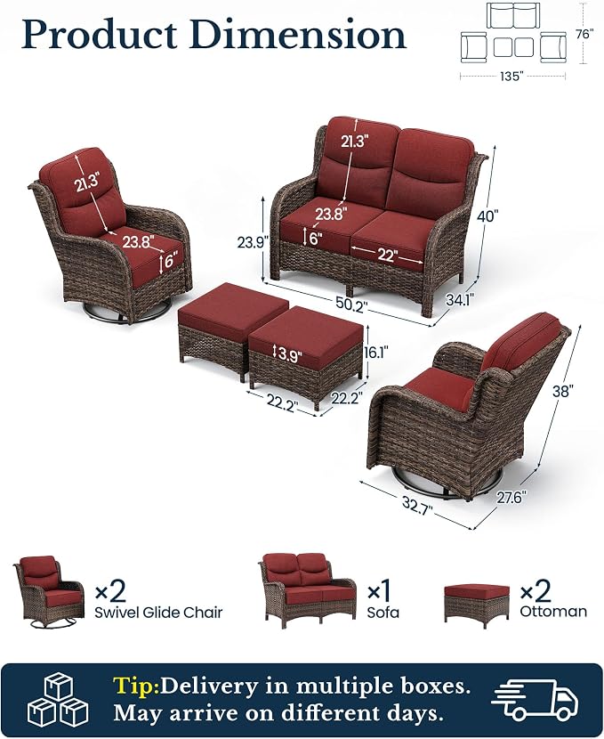 HILLGA Luxury High Back Patio Furniture Set - Image 9
