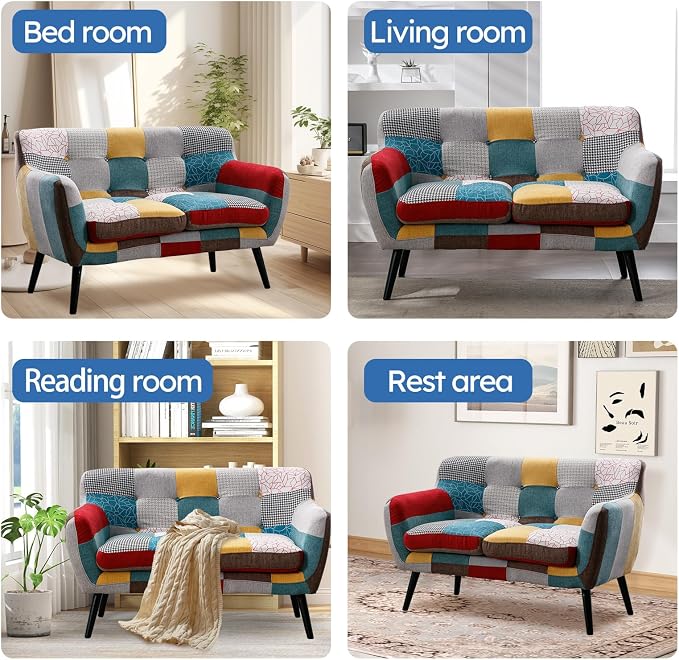 Bonzy Home Modern Boho Loveseat Couch Sofa Chair Set of 2 - Image 5