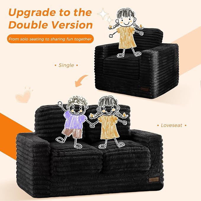 MAXYOYO Extra Wide Kids Bean Bag Chair, Comfy Faux Fur Bean Bag Sofa - Image 6