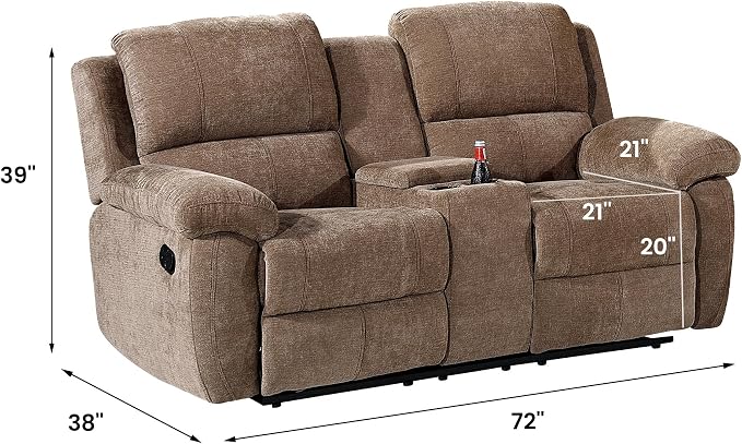 Betsy Furniture Modern Fabric Recliner Sofa Set, Loveseat w/Console, Recliner - Image 2