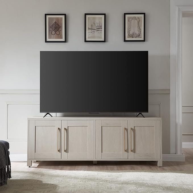 Henn&Hart Rectangular TV Stand for TV's up to 80" in Alder White, TV Stands for - Image 6