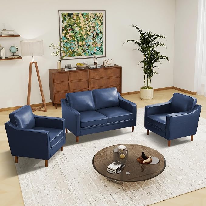 Kingfun Living Room Furniture Sets, 2 Armchair and Loveseat, Mid Century Modern by KINGFUN-Anexcitingoption